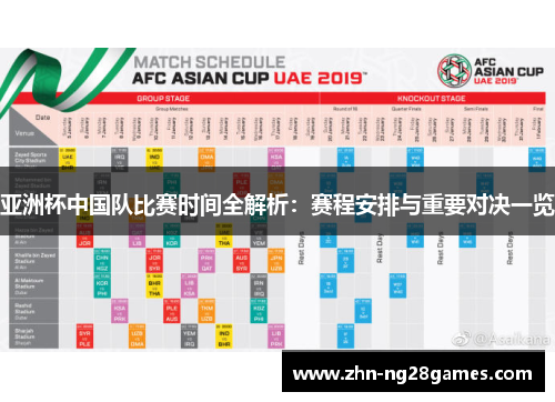 亚洲杯中国队比赛时间全解析：赛程安排与重要对决一览